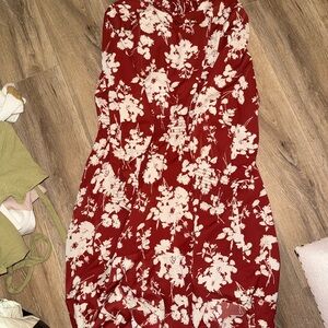 Floral Red and White Women's Dress